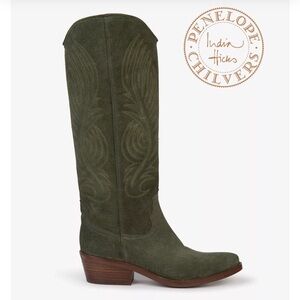 Penelope Chilvers The Grove Suede Embroidered Boot - Hunter Green